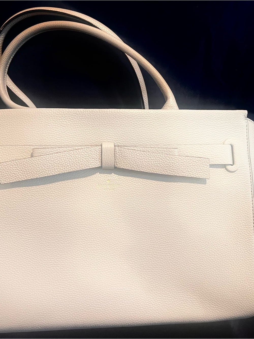 kate spade White Pebbled Leather Bow Tote